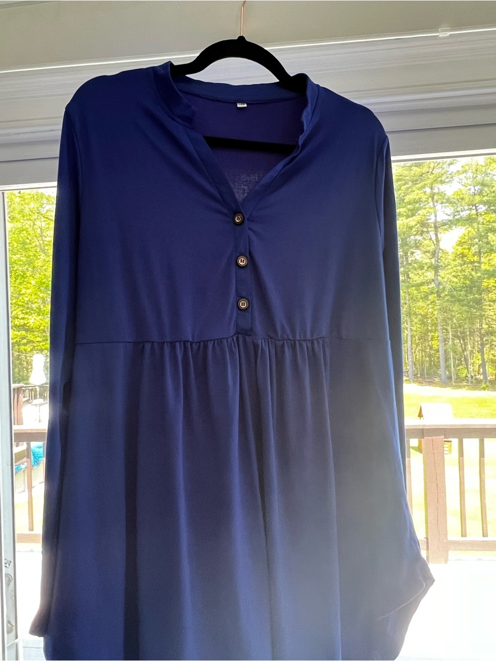 Reborn Navy Button-Front Peplum Tunic